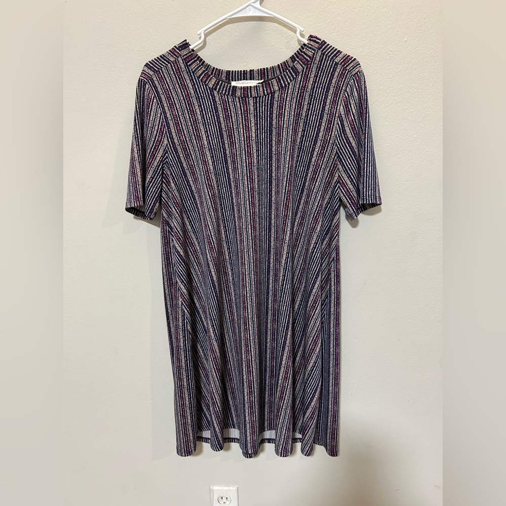 BCBGeneration Striped Ribbed Knit Shift T-Shirt Dress 0208 B-1